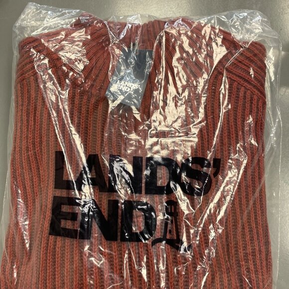 NEW Lands' End Drifter Men's M Half-Zip Pullover Sweater Red 100% Cotton -81 - Picture 2 of 13